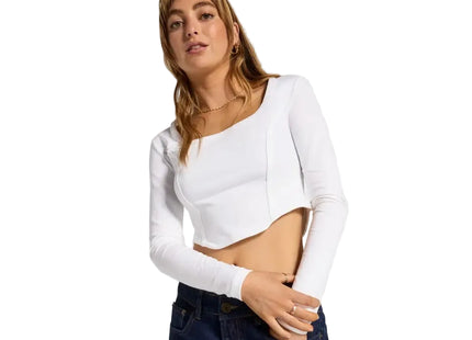 Polera Converse Ordmark Mujer Blanca Crop Slim Fit Algodón
