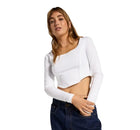 Polera Converse Ordmark Mujer Blanca Crop Slim Fit Algodón