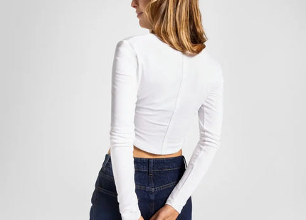 Polera Converse Ordmark Mujer Blanca Crop Slim Fit Algodón