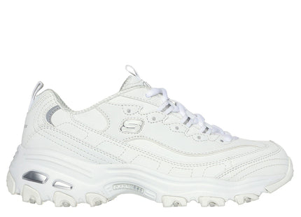 Zapatilla Skechers D'Lites Play On Mujer Blanca Plateada