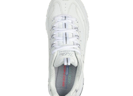 Zapatilla Skechers D'Lites Play On Mujer Blanca Plateada