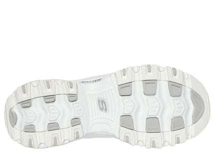 Zapatilla Skechers D'Lites Play On Mujer Blanca Plateada