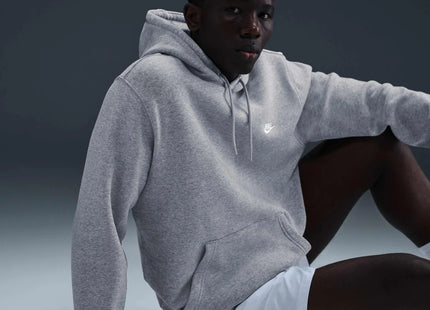 Polerón Nike Club Hombre Con Gorro Fleece Gris