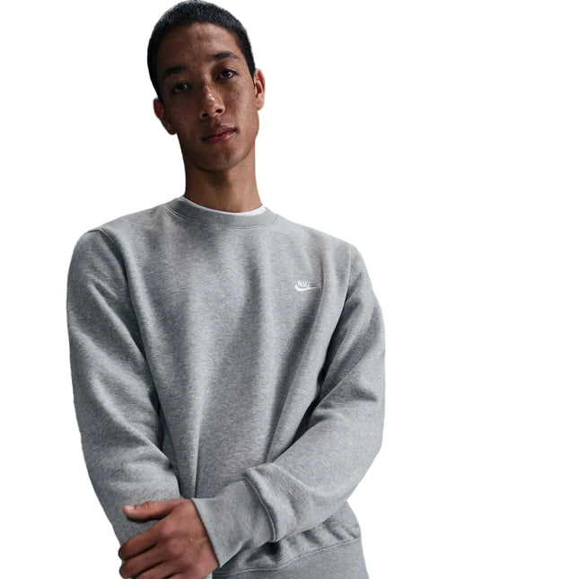 Polerón Nike Crewneck Fleece Hombre Cuello Redondo Gris