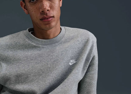 Polerón Nike Crewneck Fleece Hombre Cuello Redondo Gris