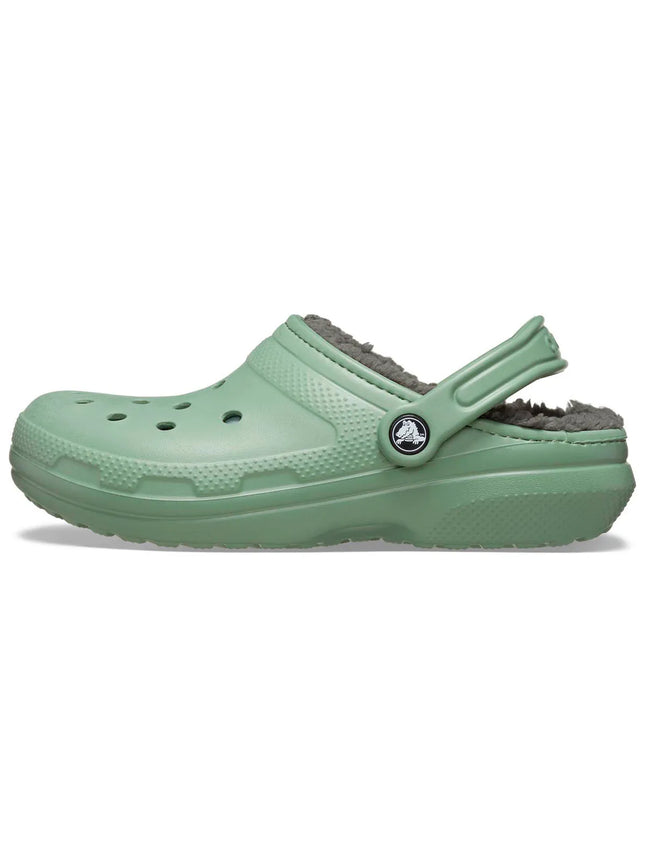 Zueco Crocs Classic Lined Clog Unisex Verde Forrado Peluche