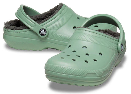 Zueco Crocs Classic Lined Clog Unisex Verde Forrado Peluche
