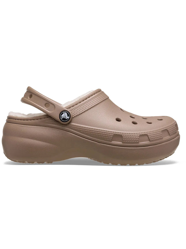 Zueco Crocs Classic Lined Platform Mujer Café Plataforma Forrado