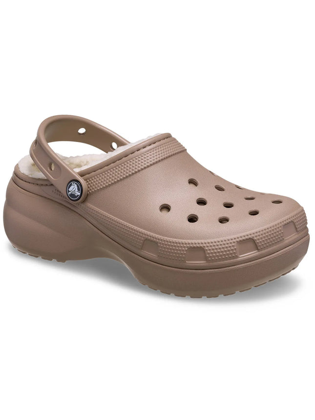 Zueco Crocs Classic Lined Platform Mujer Café Plataforma Forrado