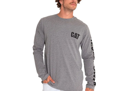 Polera Caterpillar Trademark Banner Hombre Gris Manga Larga