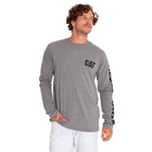 Polera Caterpillar Trademark Banner Hombre Gris Manga Larga