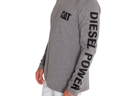 Polera Caterpillar Trademark Banner Hombre Gris Manga Larga