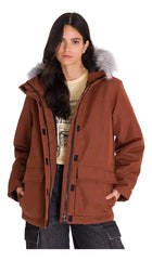 Parka Caterpillar Mediumweight Faux Fur Mujer Terracota Reciclada