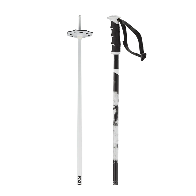 Bastón Ski Salomon Steep Blanco Negro Aluminio Arandela Freeride