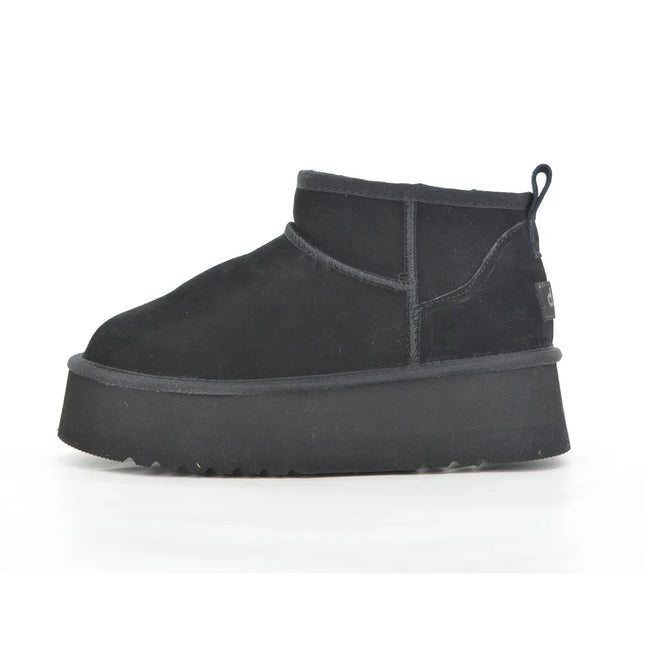 Bota Due Verona Low Plataforma Niña Negro Cuero EVA Invierno