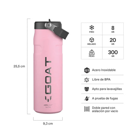 BOTELLA FLIP STRAW AEROLIGHT PINK MESSI X STANLEY 710 ML