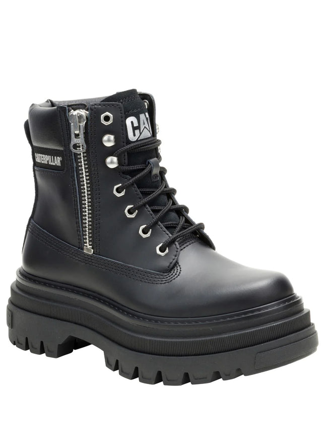 Botín Caterpillar Bolder Zip Mujer Negro Gamuza Urbano