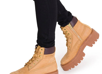 Botín Caterpillar Colorado Max Mujer Miel Cuero Urbano