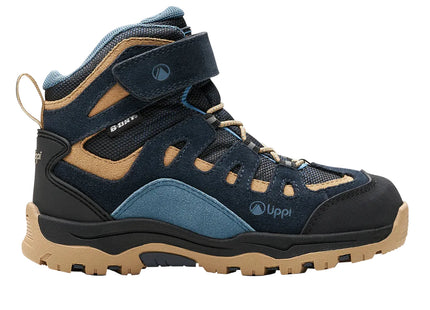 Botín Lippi Puelo CS Hi Velcro Niño Azul Piedra Taupe Trekking