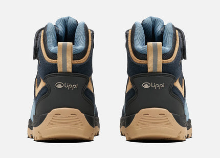 Botín Lippi Puelo CS Hi Velcro Niño Azul Piedra Taupe Trekking