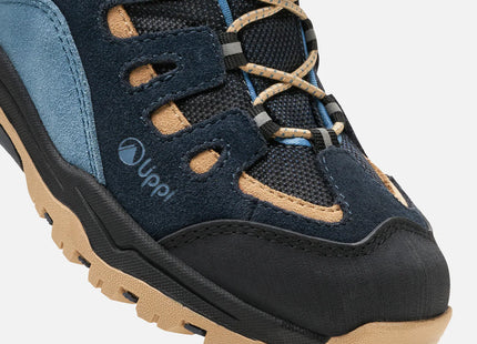 Botín Lippi Puelo CS Hi Velcro Niño Azul Piedra Taupe Trekking
