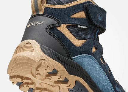 Botín Lippi Puelo CS Hi Velcro Niño Azul Piedra Taupe Trekking