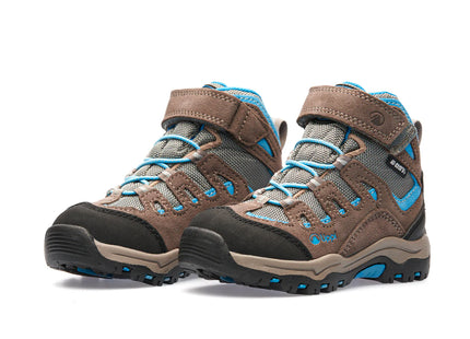Botín Lippi Puelo Cs Hi Velcro Niño Café Azul Trekking Hiking