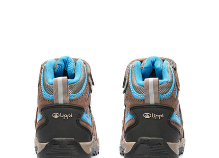 Botín Lippi Puelo Cs Hi Velcro Niño Café Azul Trekking Hiking