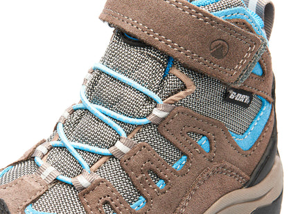 Botín Lippi Puelo Cs Hi Velcro Niño Café Azul Trekking Hiking