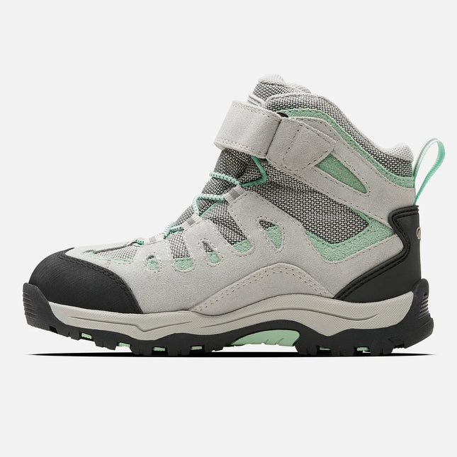 Botín Lippi Puelo Cs Hi Velcro Niña Gris Claro Verde Agua Trekking