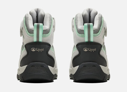 Botín Lippi Puelo Cs Hi Velcro Niña Gris Claro Verde Agua Trekking
