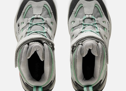 Botín Lippi Puelo Cs Hi Velcro Niña Gris Claro Verde Agua Trekking