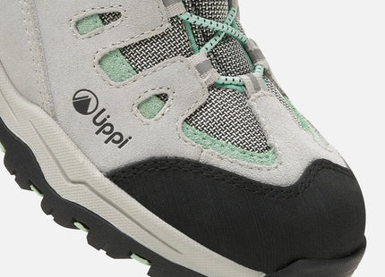 Botín Lippi Puelo Cs Hi Velcro Niña Gris Claro Verde Agua Trekking