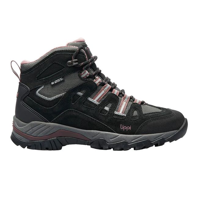 Botín Lippi Puelo CS Hi Mujer Negro Uva Impermeable Hiking