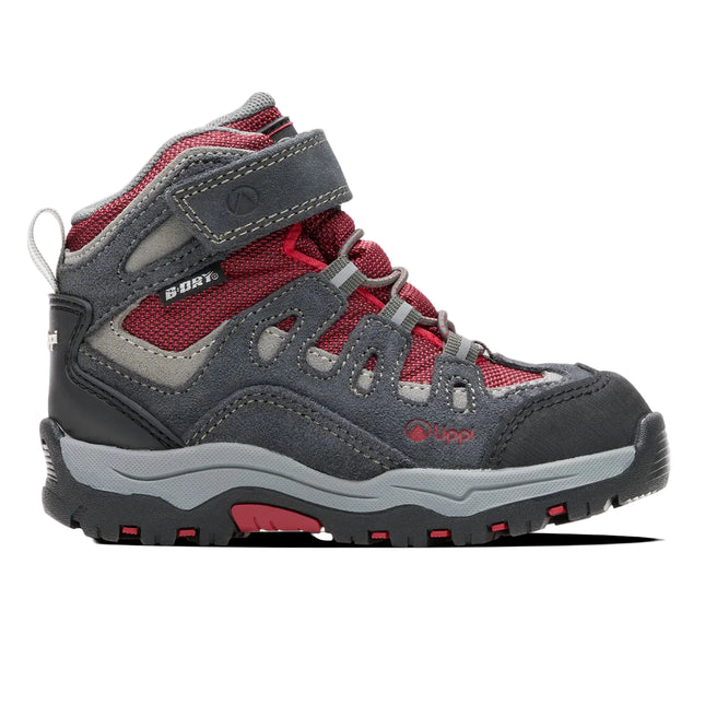 Botín Lippi Puelo Hi Velcro Kids Niño Gris Rojo Hiking