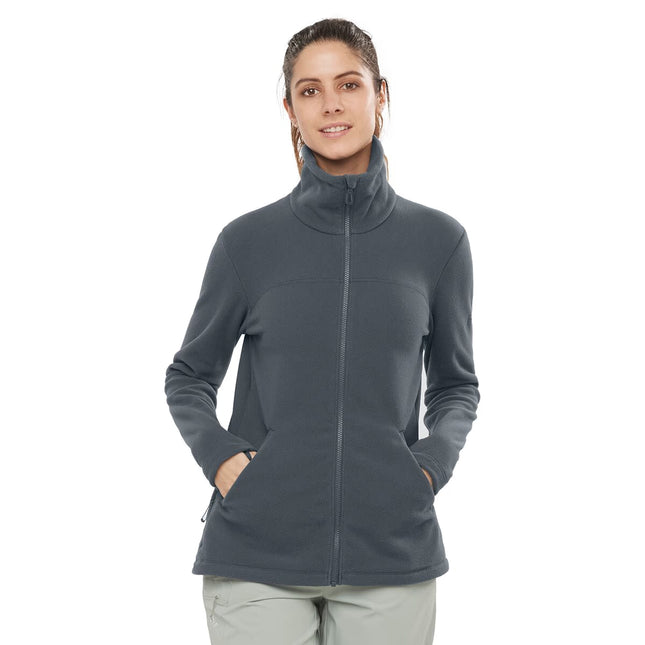 Polar Salomon Essential Cosy Fleece Mujer Ebony Gris Full Zip