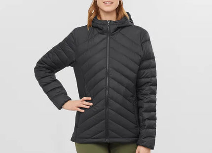 Chaqueta Salomon Transition Down Hoodie Mujer Negro Pluma Híbrida
