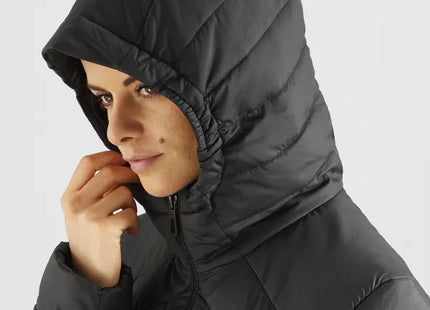 Chaqueta Salomon Transition Down Hoodie Mujer Negro Pluma Híbrida