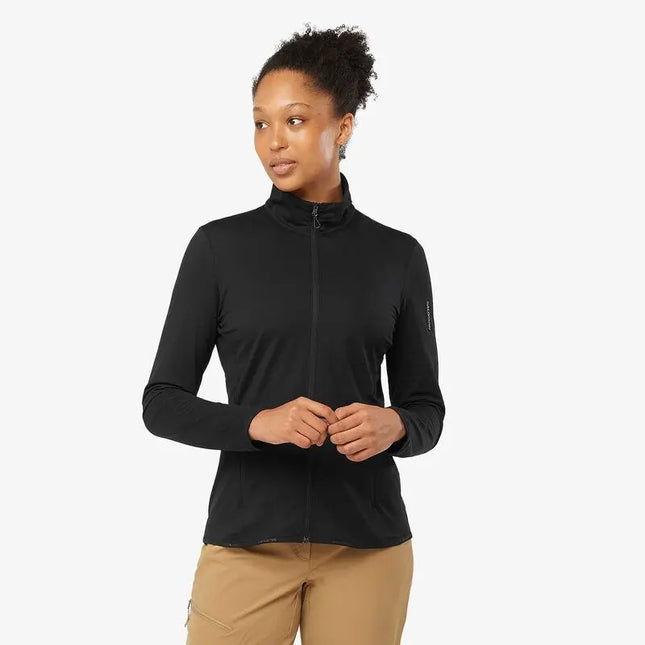 Polar Salomon Outrack Full Zip Mid Mujer Negro Poliéster Reciclado