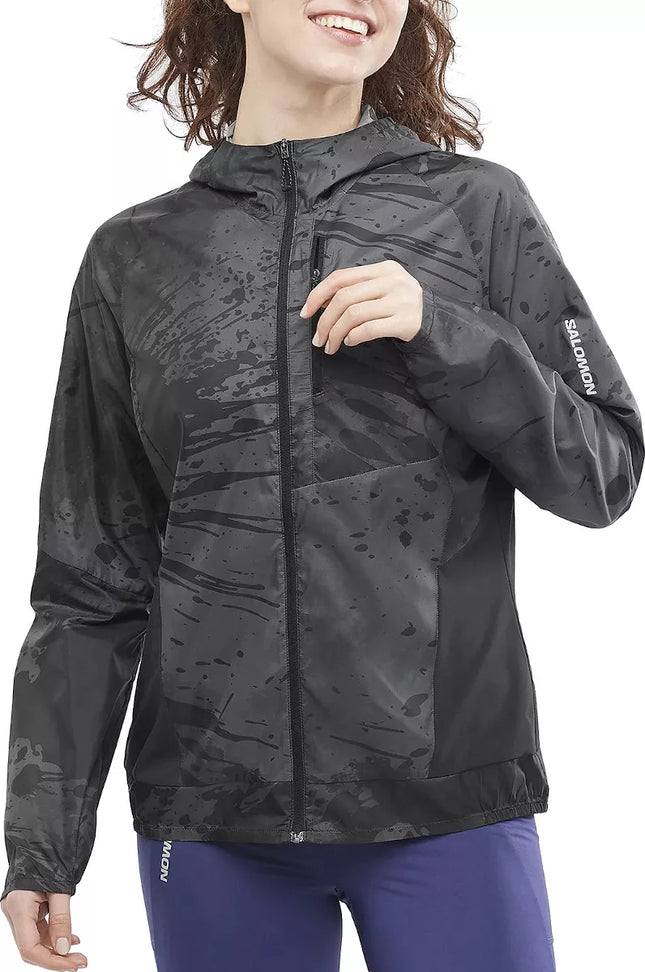 Cortaviento Salomon Bonatti Cross FZ Hoodie Mujer Negro 4-Way Stretch
