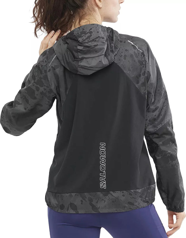 Cortaviento Salomon Bonatti Cross FZ Hoodie Mujer Negro 4-Way Stretch