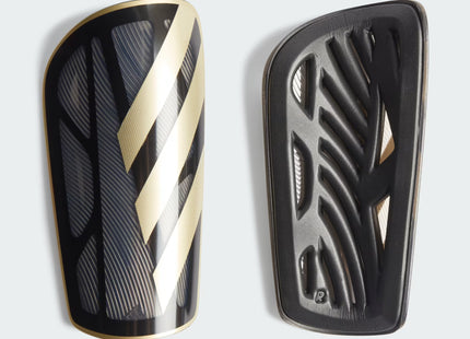 CANILLERAS ADIDAS TIRO LEAGUE CON MANGAS DE COMPRESION NEGRO ORO