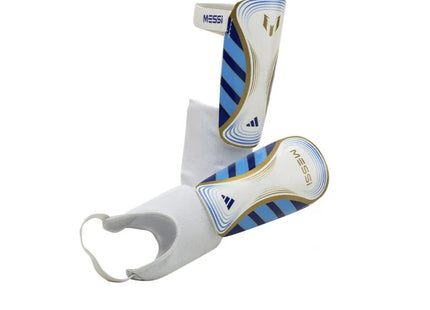 CANILLERA ADIDAS JUNIOR MESSI CON TOBILLERA Y CORREA FRONTAL CON VELCRO