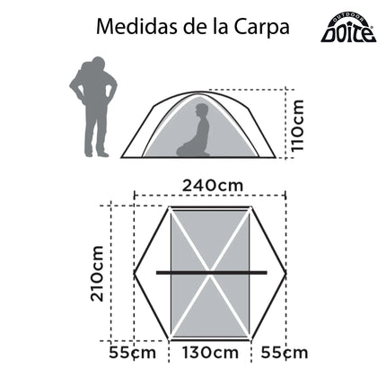 Carpa Doite Teide Para 2 Personas Color Naranjo/Gris