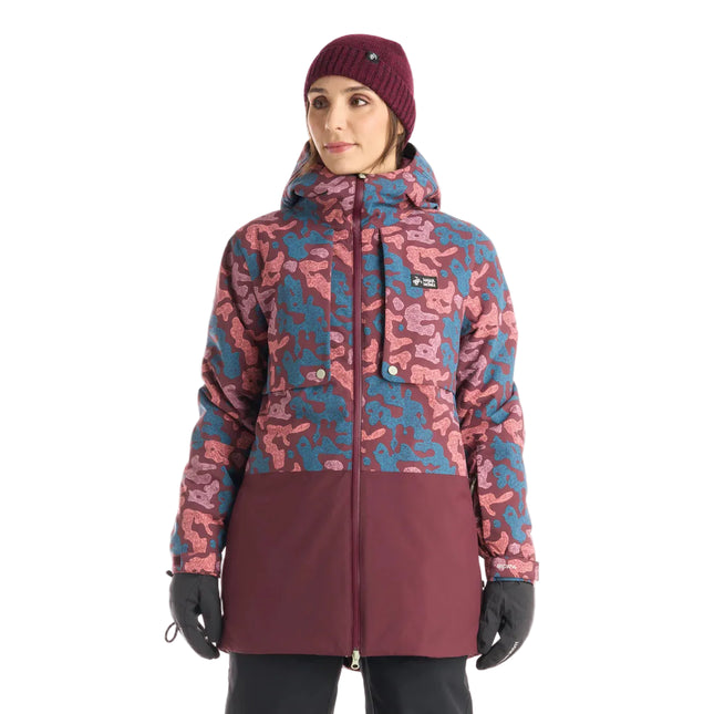 Chaqueta Haka Honu Yeti Print Mujer Burdeo Impermeable Ski