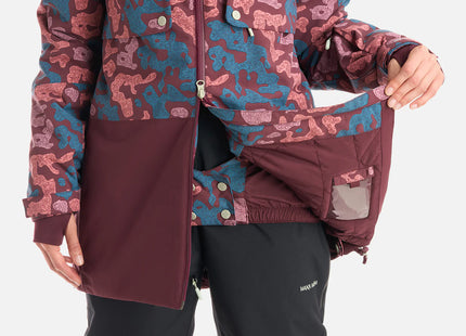 Chaqueta Haka Honu Yeti Print Mujer Burdeo Impermeable Ski