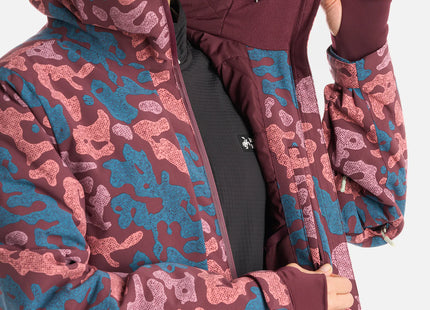 Chaqueta Haka Honu Yeti Print Mujer Burdeo Impermeable Ski
