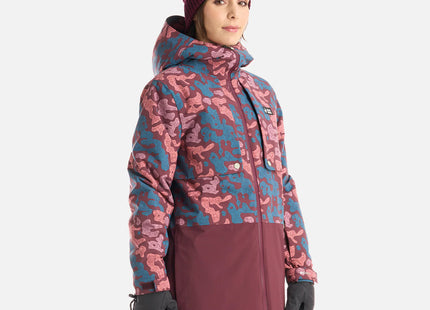 Chaqueta Haka Honu Yeti Print Mujer Burdeo Impermeable Ski