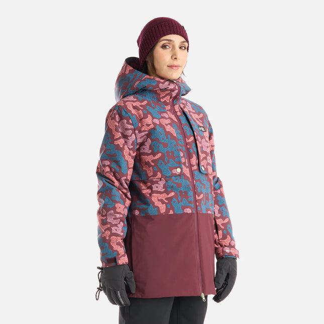 Chaqueta Haka Honu Yeti Print Mujer Burdeo Impermeable Ski