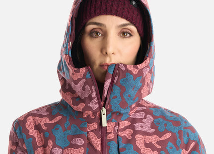 Chaqueta Haka Honu Yeti Print Mujer Burdeo Impermeable Ski